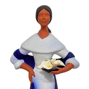Lady with Lilies Latin American Folk Art Figurine